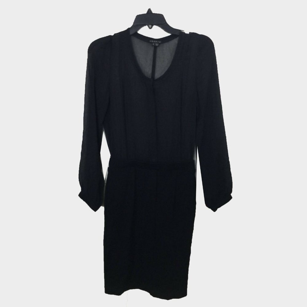 Theory Loulie Classical Black Dress Sheer Top Women's Size 2